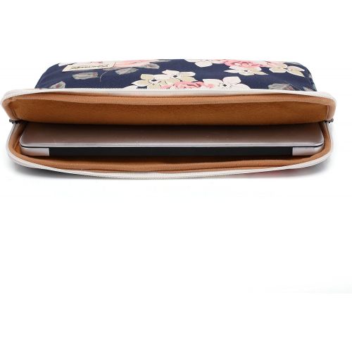  [아마존베스트]Canvaslife White Rose Patten Laptop Sleeve 14 inch 14.0 inch Laptop case Bag