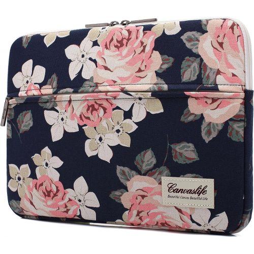  [아마존베스트]Canvaslife White Rose Patten Laptop Sleeve 14 inch 14.0 inch Laptop case Bag