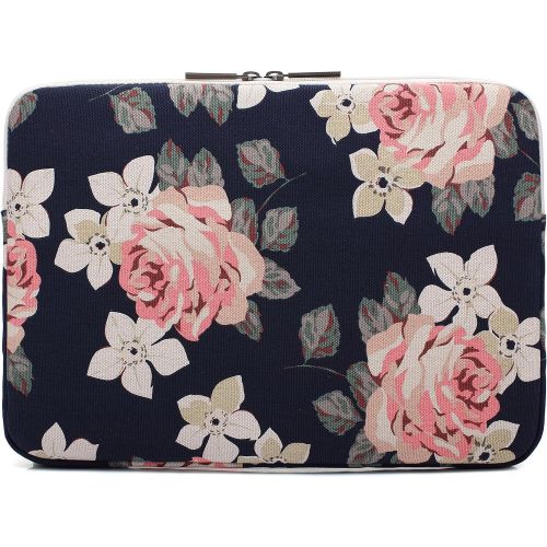  [아마존베스트]Canvaslife White Rose Patten Laptop Sleeve 14 inch 14.0 inch Laptop case Bag