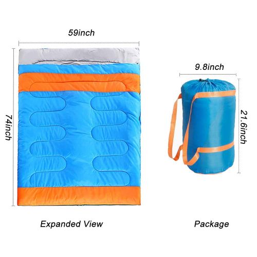  Canway Poecent Sleeping Bag,Double Sleeping Bag Great for Family Camping,Great for Boys, Girls, Adults, Perfect for Hiking, Backpacking & Camping,1 Pack