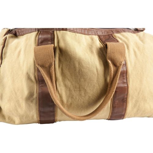  Canyon Outback Leather Goods, Inc. Canyon Outback Leather Goods Inc. Urban Edge Mason 21 Canvas and Leather Duffel Bag, Tan - Full Grain Leather and Canvas Overnight Weekender Bag for Men and Women- Perfect Travel B
