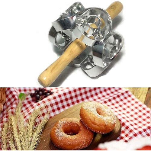  Caonidaye Metal Revolving Donut Cutter Maker Machine Mold Pastry Dough Baking Roller for Donuts Snack Cooking Baking