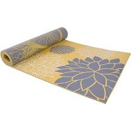 Cap Yoga Mat with Carry Strap, 5mm, Ginko Design, Yellow/Gray