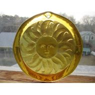 CapeCodGlassShop Cape Cod Sun Face Pressed Glass Suncatcher Ornament ( Light Straw Color)