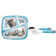 Capital City Inventory Zak! Design Toddler Mealtime Set: Divided Plate and Silverware Featuring Olaf from Frozen, BPA Free, 2 Piece Set