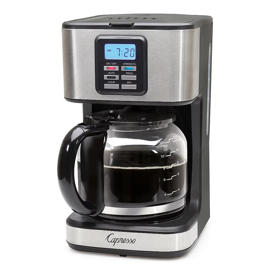 Capresso SG220 12-Cup Programmable Coffee Maker in BlackStainless Steel