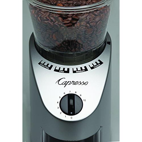  Capresso 560Infinity Conical Burr Grinder, Brushed Silver, 8.5-Ounce