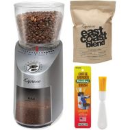 Capresso 575.05 Infinity Conical Burr Grinder, Stainless Steel Bundle with Capresso East Coast Blend Coffee Beans and Coffee Grinder Dusting Brush (3 Items)