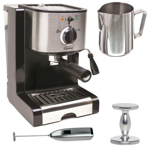  Capresso Pump Espresso & Cappuccino Machine Bundle w/Frother, Pitcher & Tamper