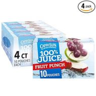 Capri Sun 100% Juice Fruit Punch Naturally Flavored Kids Juice Blend (40 ct Pack, 4 Boxes of 10 Pouches)