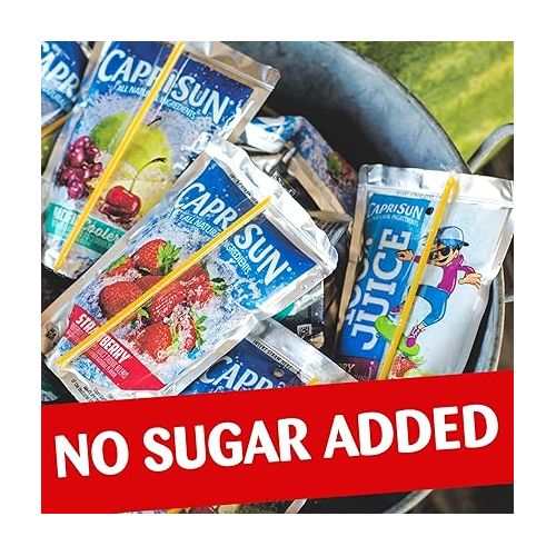  Capri Sun 100% Juice Fruit Punch Naturally Flavored Kids Juice Blend (40 ct Pack, 4 Boxes of 10 Pouches)