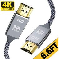 [아마존베스트]4K HDMI Cable 6.6 ft,Capshi High Speed 18Gbps HDMI 2.0 Cable,4K, 3D, 2160P, 1080P, Ethernet - 28AWG Braided HDMI Cord - Audio Return(ARC) Compatible UHD TV, Blu-ray, Xbox, PS4, PS3