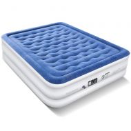 Capshi Premium Air Mattress Queen Size, Portable Inflatable High Airbed Blow up Raised Airbed with Built-in Electric Pump with 1-Year Guarantee
