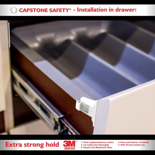  Capstone Safety Premium Drill-Free Magnetic Safety Cabinet & Drawer Locks with 3M Adhesive - 8 Locks & 3 Keys