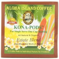 Capsule coffee Aloha Island Coffee KONA-POD, Estate Blend Medium Roast, Kona & Hawaiian Coffee Blend, 12-Count Coffee Pods