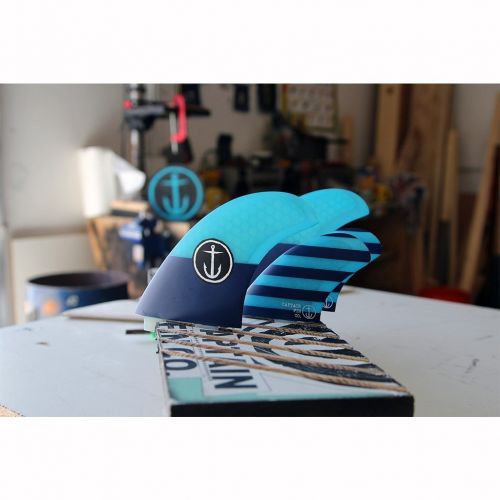  Captain Fin Co. CF-Quad Twin TabFCS, II Compatible Surfboard Fin, Blue