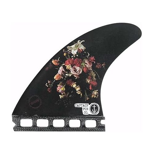  Captain Fin Co. | DION AGIUS Flowers Surfboard Fins | (Single TAB) | Thruster Set | Black Black OS