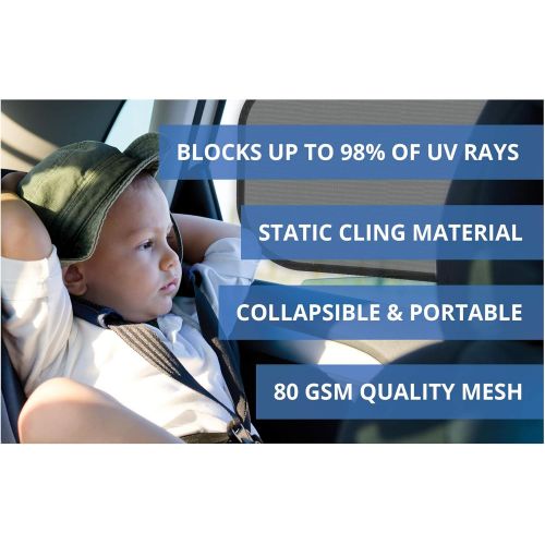  [아마존 핫딜]  [아마존핫딜]Veneev Car Sun Shade for Side and Rear Window (4 Pack) - Car Sunshade Protector - Protect your kids and pets in the back seat from sun glare and heat. Blocks over 98% of harmful UV Rays -