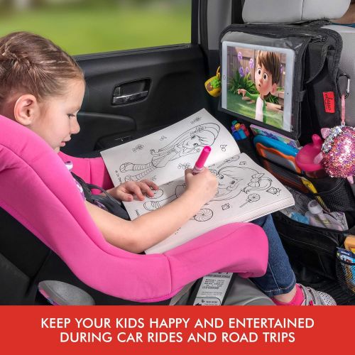  [아마존 핫딜]  [아마존핫딜]Lusso Gear Car Back Seat Organizer with Larger Protection & Storage - 12 Compartments including iPad Holder, Reinforced Corners to Prevent Sag, Eco Friendly Materials - Great Travel Accessory