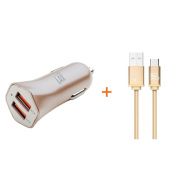 Car Charger Combo Pack: 2 USB Port Rapid Car Charger + Micro USB Cable
