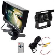 EKYLIN E-KYLIN Car 12V 24V Truck Parking System (7 LCD HD Monitor + Heavy Duty Camera) IR Night Vision 10M  30FT Video Extension Cable Auto Trigger