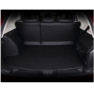 Car Charm Automobile Car Charm Custom Fit Cargo Mat Full Covered Trunk Mats Cargo Liners Leather Boots Liner Pet Mats for Audi A3 5 Door (with Storage Network in Left Trunk, Black with Black Stitches)