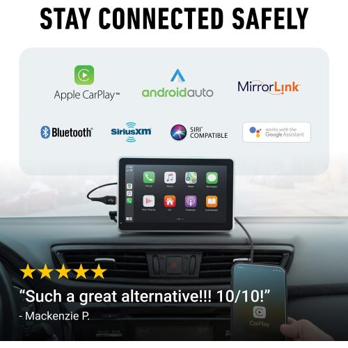  Car and Driver INTELLIDASH with Apple Carplay and Android Auto, 7 IPS Touchscreen Multimedia Player with Bluetooth, Mirror Link, SiriusXM, Google, Siri Assistant Dash or Windshield