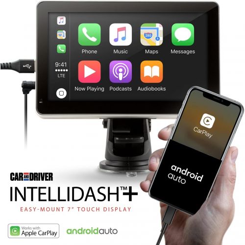  Car and Driver INTELLIDASH with Apple Carplay and Android Auto, 7 IPS Touchscreen Multimedia Player with Bluetooth, Mirror Link, SiriusXM, Google, Siri Assistant Dash or Windshield