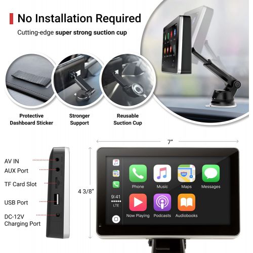  Car and Driver INTELLIDASH with Apple Carplay and Android Auto, 7 IPS Touchscreen Multimedia Player with Bluetooth, Mirror Link, SiriusXM, Google, Siri Assistant Dash or Windshield