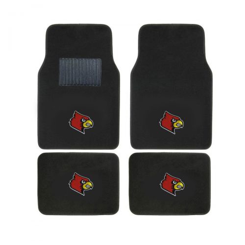  Car mats University of Louisville Automotive Gift Set.Wow! Logo On Front and Rear Auto Floor Liner. You get 2 Head Rest Cover 4 Floor Mat and 1 Wheel Cover in this gift set. Perfect to Loui