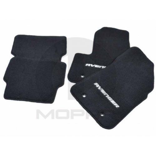  Car mats Mopar 82213151AB Black Nylon Carpet Floor, Front and Rear Seat Mats, 24 oz, Avenger Logo, Set of Four