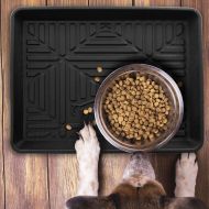 Car mats FH Group F16407BLACK-20 Multi-Purpose Pet Feeding Tray Dog Bowl Tray or Pet Bowl Tray Also a Boot Tray Shoe Tray Great for Entryway or Garage