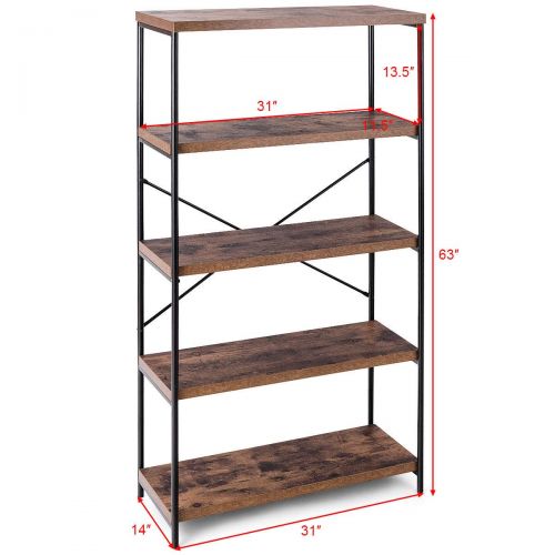  Caraya Open Bookcase Industrial Shelf Display Rack Storage Organizer Multipurpose