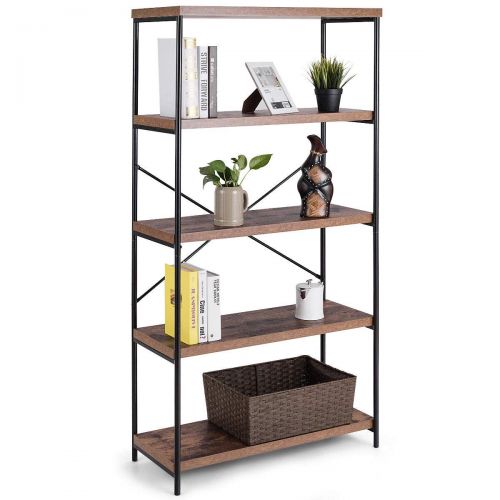  Caraya Open Bookcase Industrial Shelf Display Rack Storage Organizer Multipurpose