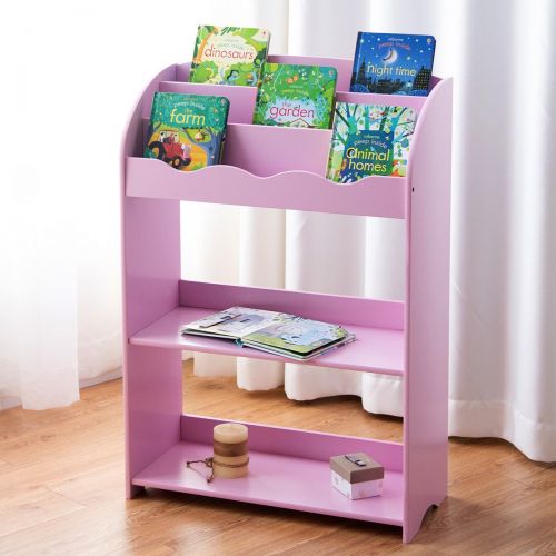  Caraya 3-Tiers Bookshelf Magazine Storage Bookcase Furniture Gift Study Kids Teen Pink