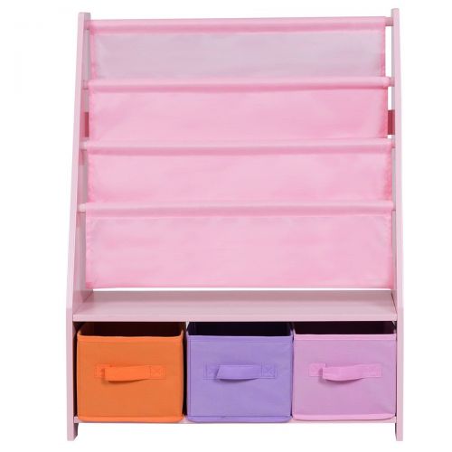  Caraya Kids Bookcase and Toys Organizer Shelves With 3 Storage Boxes