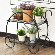 Caraya Metal Flower Cart Pot Rack Plant Display Stand Holder Decor