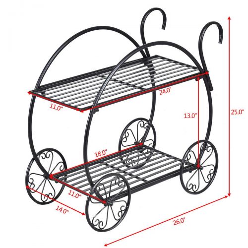  Caraya Metal Flower Cart Pot Rack Plant Display Stand Holder Decor