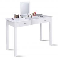 Caraya Dressing Table Flip Top Desk Mirror 2 Drawers Furniture White Vanity Table
