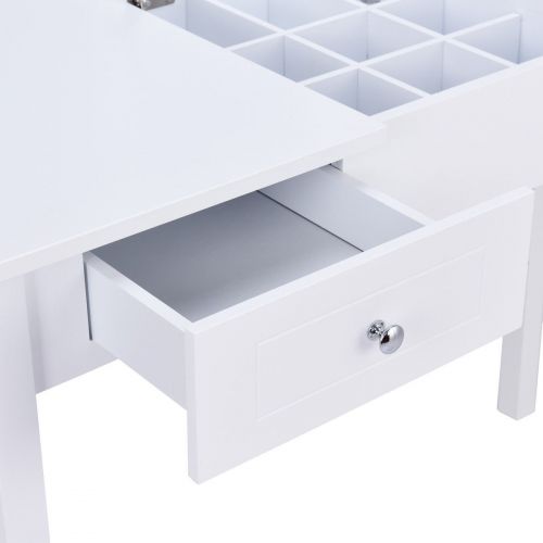  Caraya Dressing Table Flip Top Desk Mirror 2 Drawers Furniture White Vanity Table