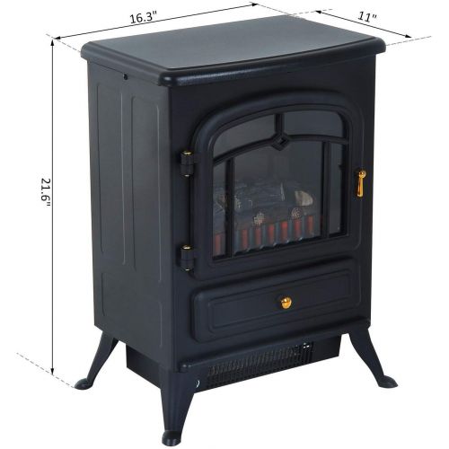  Caraya Electric Fireplace Free Standing Heater Wood Fire Flame Stove Adjust