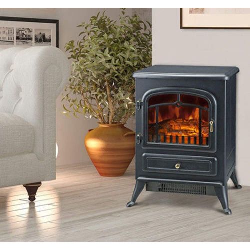  Caraya Electric Fireplace Free Standing Heater Wood Fire Flame Stove Adjust