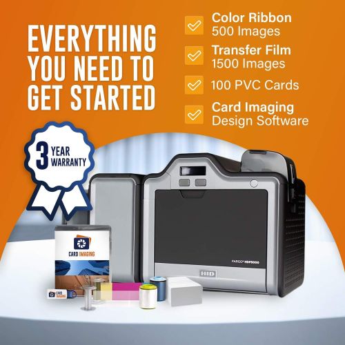  [아마존베스트]Fargo HDP5000 Dual Side w/Mag Encoder ID Card Printer & Supplies Bundle with Card Imaging Software 89013