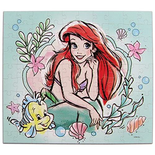  Cardinal Puzzle Disney Princess The Little Mermaid Ariel and Flounder Sketch 9.1x10.3 inch 100 Pieces