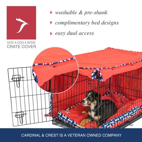  Cardinal & Crest Give a Dog a Bone Crate Cover | Completely Covers Kennels and Wire Crates with Double Access Door Panels