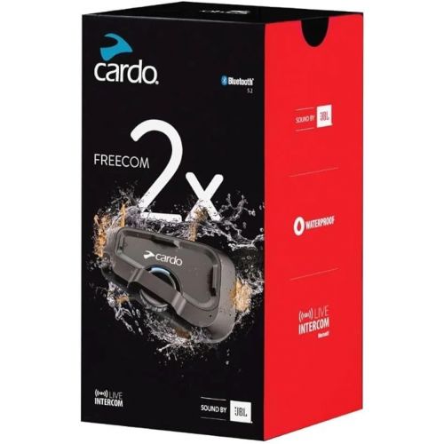  Cardo Systems FREECOM 2X Motorcycle 2-Way Bluetooth Communication System Headset - Black, Single Pack