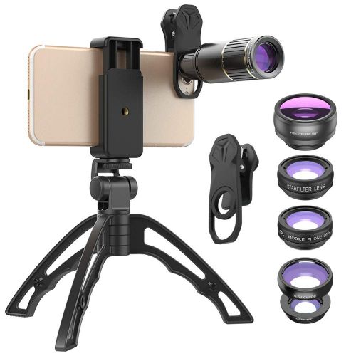  Care-eye Phone Photography Kit, Flexible Tripod Lens Kit, 16X Monocular Telephoto Lens