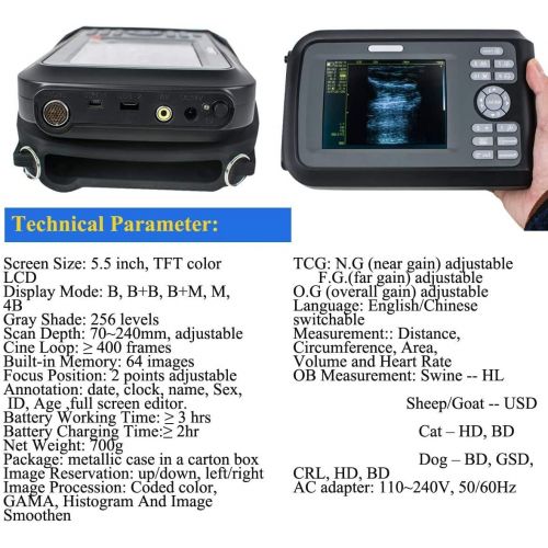  [아마존베스트]Carejoy Portable UltrasoundScannerforVeterinary,Digital PalmSmart Ultrasonic Scanner Veterinary Pregnancy V8 with 4.0MHzRectalConvexProbe for Cattle, Horse, Camel, Equine,