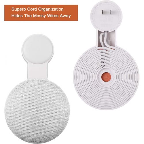  Caremoo Google Home Mini Wall Mount Holder, Space-Saving Design AC Outlet Mount, Perfect Cord Management for Google Home Mini Voice Assistant 2 Pack(White)