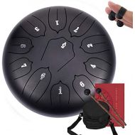 [아마존베스트]Steel Tongue Drum - careslong Percussion Instrument, Lotus Hand Pan Drum, 6 Inches, 8 Tones, with Padded Travel Bag, Mallets, Bracket, Tonic Sticker and Finger Sleeve